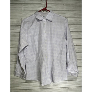 Brooks Brothers Button Up Womens Sz 8 Lavender & White Plaid‎ Cotton Long Sleeve